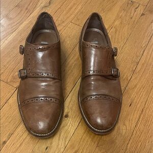 Johnston & Murphy Tan Leather Double Monk Strap Oxfords
